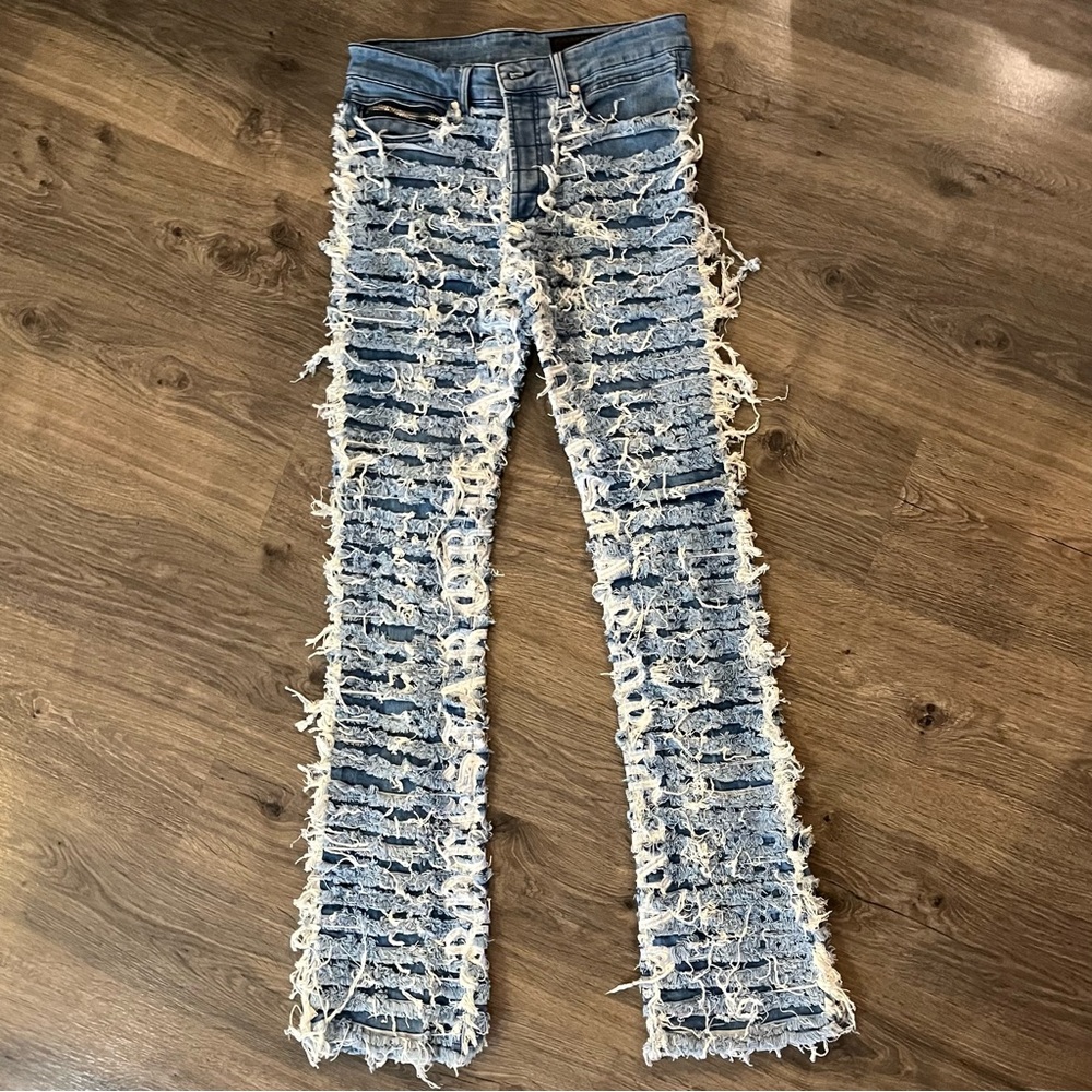 Long Distressed Blue Women's Jeans